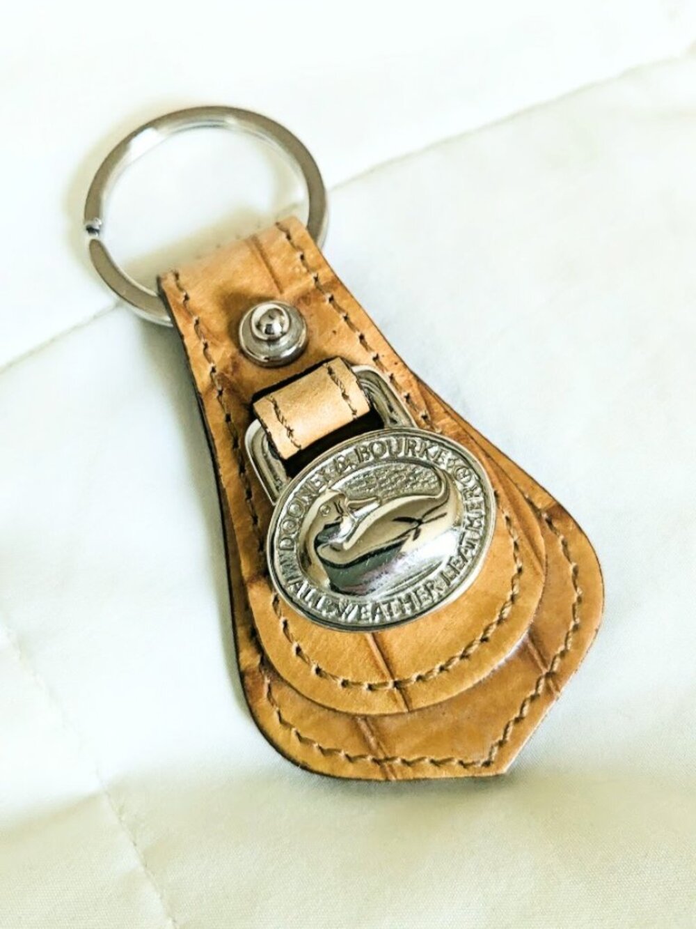 Vintage Dooney & Bourke Bayou Key Fob Keychain Alligator Leather Duck Charm RARE